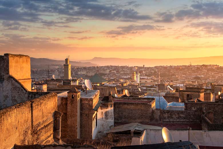 Vista panorâmica de Fez ao entardecer